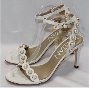 White Pearl Embellished Women's Heels